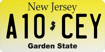 NJ license plate A10CEY