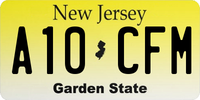 NJ license plate A10CFM