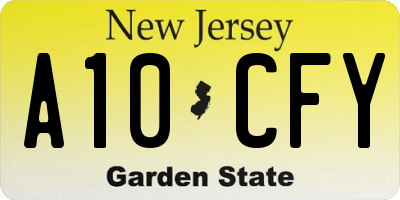 NJ license plate A10CFY