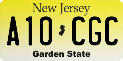 NJ license plate A10CGC