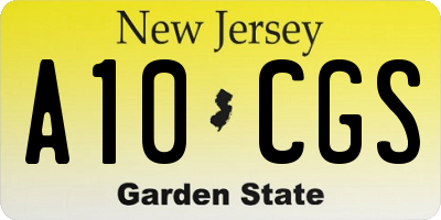 NJ license plate A10CGS