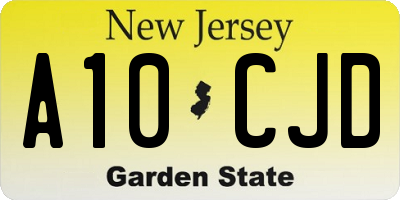 NJ license plate A10CJD