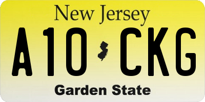 NJ license plate A10CKG
