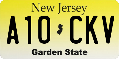 NJ license plate A10CKV