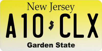 NJ license plate A10CLX