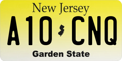 NJ license plate A10CNQ