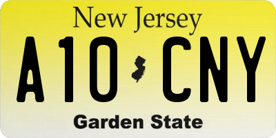 NJ license plate A10CNY