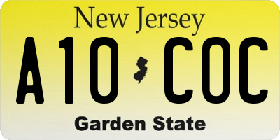 NJ license plate A10COC