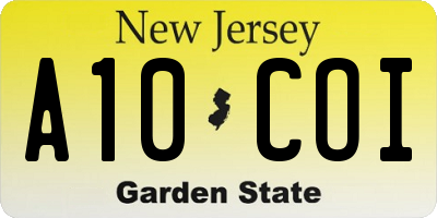 NJ license plate A10COI