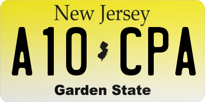 NJ license plate A10CPA