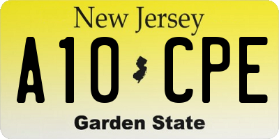 NJ license plate A10CPE