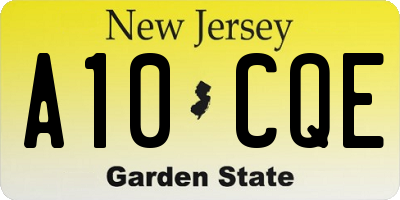 NJ license plate A10CQE
