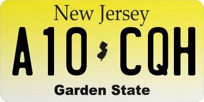 NJ license plate A10CQH