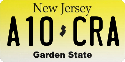 NJ license plate A10CRA