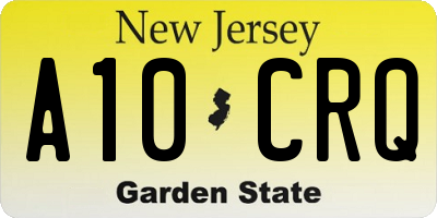NJ license plate A10CRQ