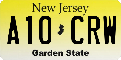 NJ license plate A10CRW