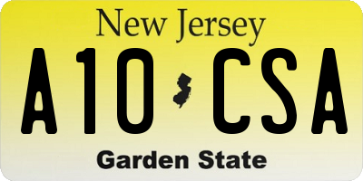 NJ license plate A10CSA