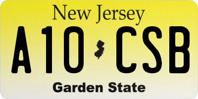 NJ license plate A10CSB