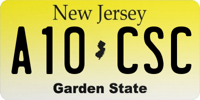 NJ license plate A10CSC