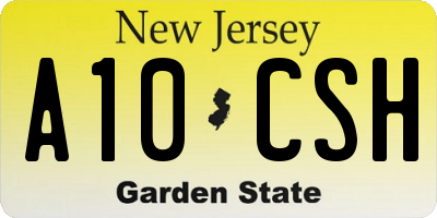 NJ license plate A10CSH