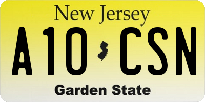 NJ license plate A10CSN