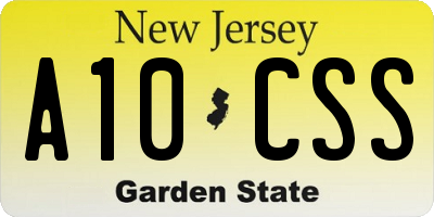 NJ license plate A10CSS