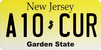 NJ license plate A10CUR