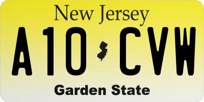NJ license plate A10CVW