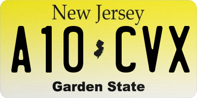 NJ license plate A10CVX