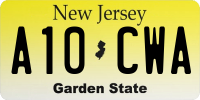 NJ license plate A10CWA