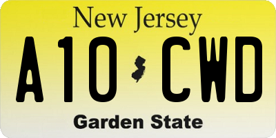 NJ license plate A10CWD