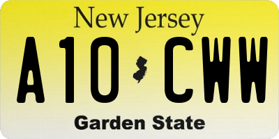 NJ license plate A10CWW