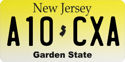 NJ license plate A10CXA