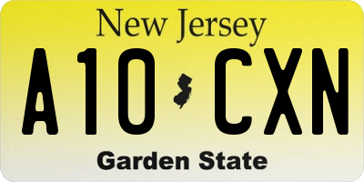NJ license plate A10CXN