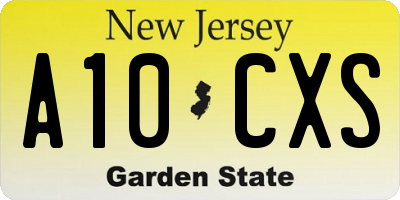 NJ license plate A10CXS