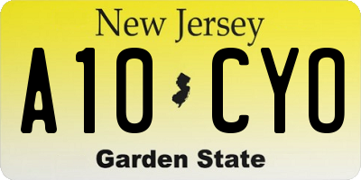 NJ license plate A10CYO