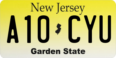NJ license plate A10CYU