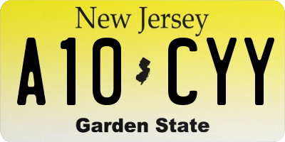 NJ license plate A10CYY