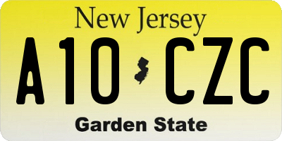 NJ license plate A10CZC
