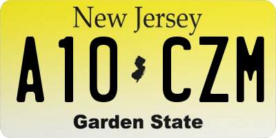 NJ license plate A10CZM