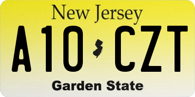 NJ license plate A10CZT
