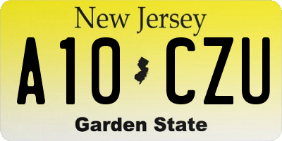 NJ license plate A10CZU