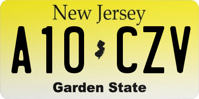 NJ license plate A10CZV