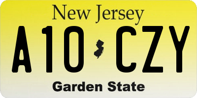 NJ license plate A10CZY