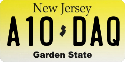NJ license plate A10DAQ