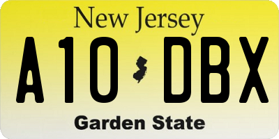 NJ license plate A10DBX