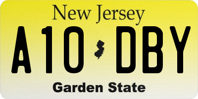 NJ license plate A10DBY