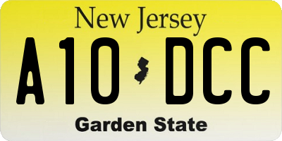 NJ license plate A10DCC