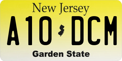 NJ license plate A10DCM