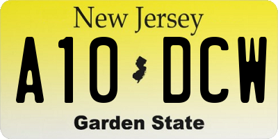 NJ license plate A10DCW